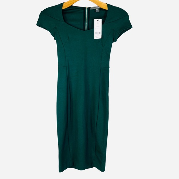 NWT French Connection Lulu Bodycon Stretch V-Neck Dress Short Sleeve - Picture 1 of 4